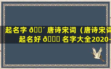 起名字 🌴 唐诗宋词（唐诗宋词起名好 🐈 名字大全2020-3-18）